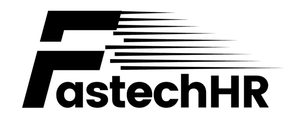 FastechHR logo in black on a transparent background, showcasing the brand's identity and design.